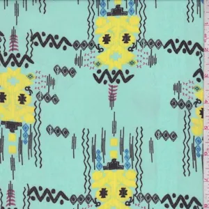 Spa Blue Aztec Georgette Fabric