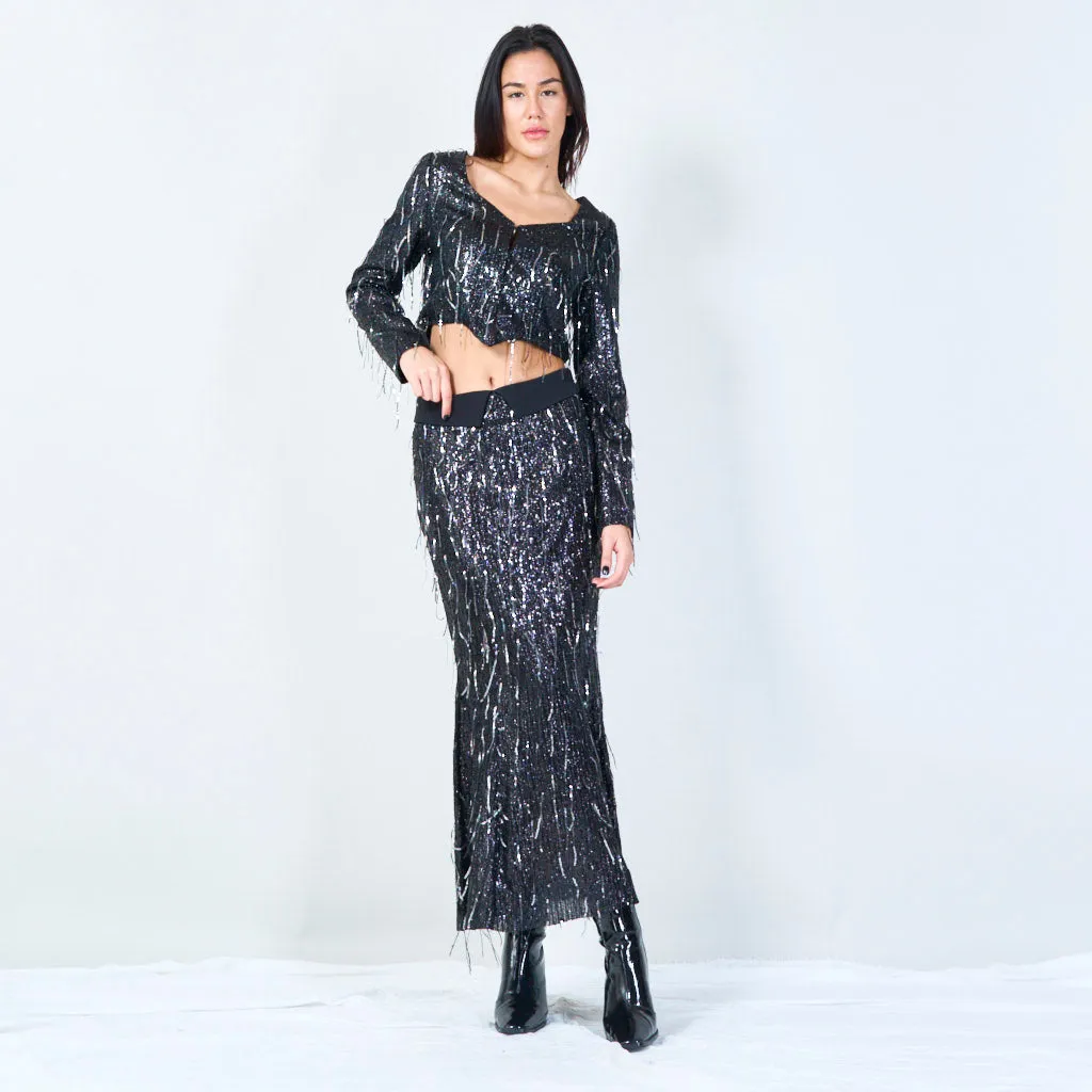 Sparkly fringe maxi skirt wholesale