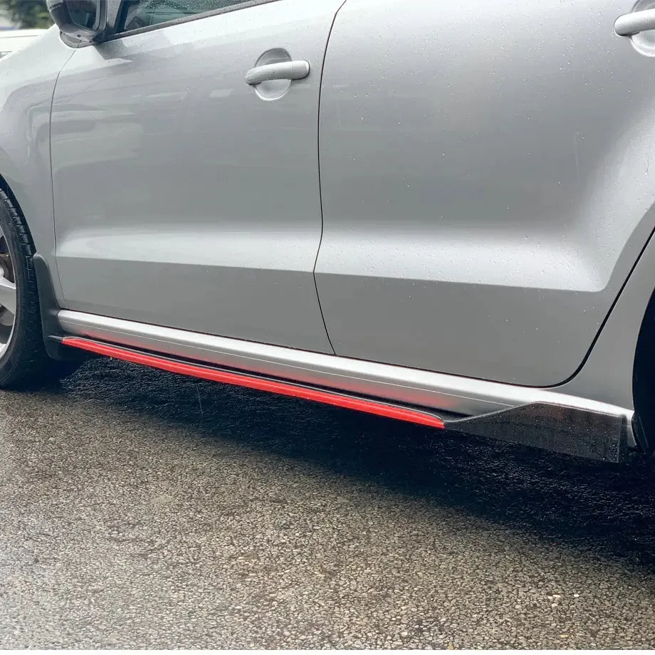 Universal 6-Piece Gloss Black With Red Trim Interlocking Side Skirts Extensions