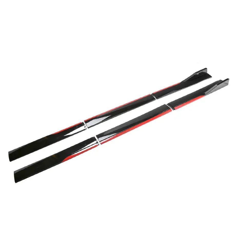 Universal 6-Piece Gloss Black With Red Trim Interlocking Side Skirts Extensions