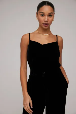 Velvet Cowl Neck Camisole - Black