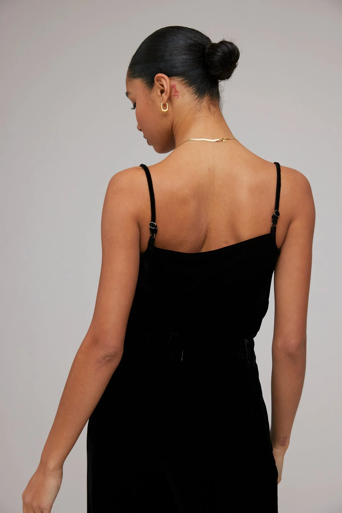 Velvet Cowl Neck Camisole - Black