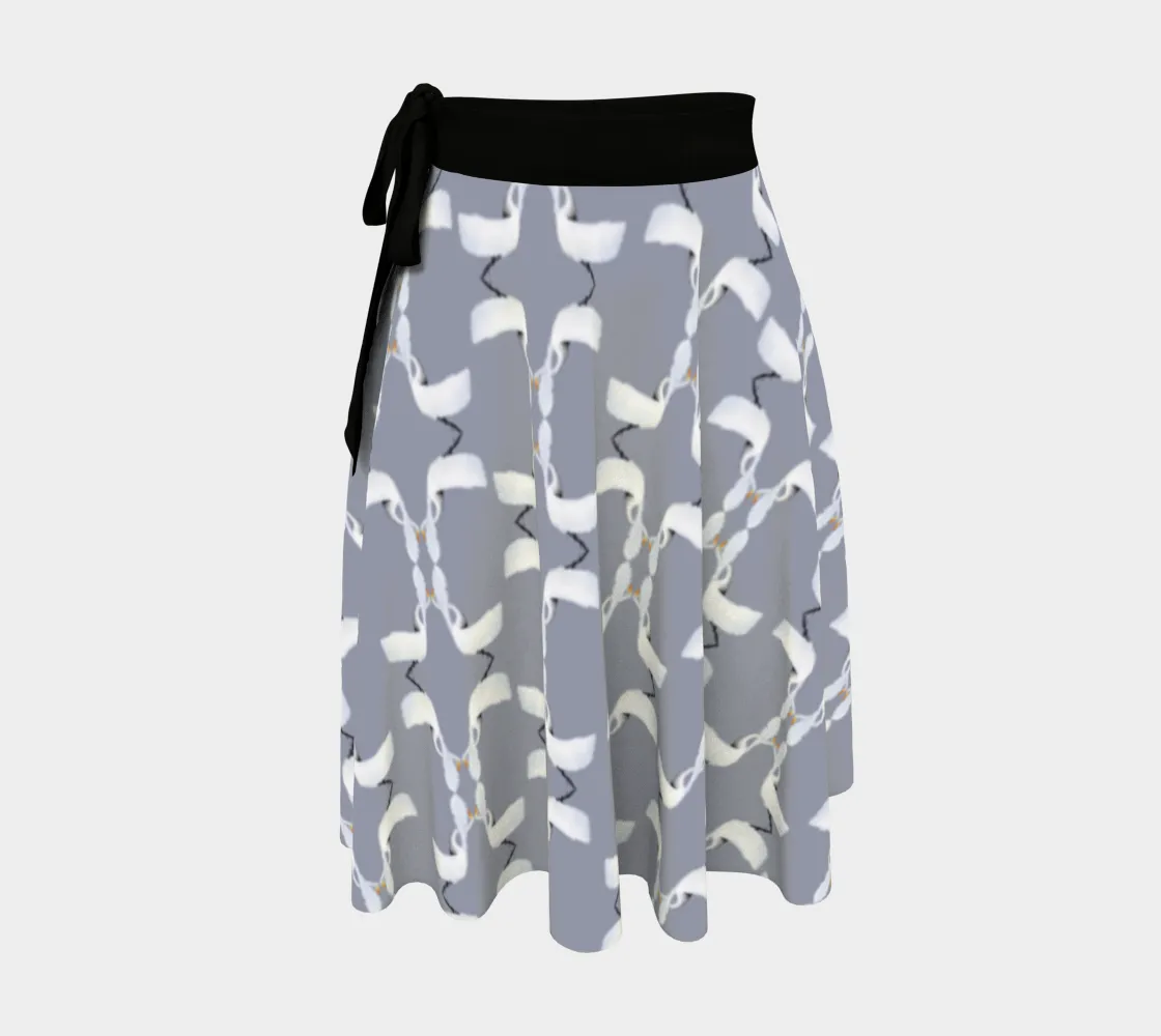 White Egret Stripe Wrap Skirt