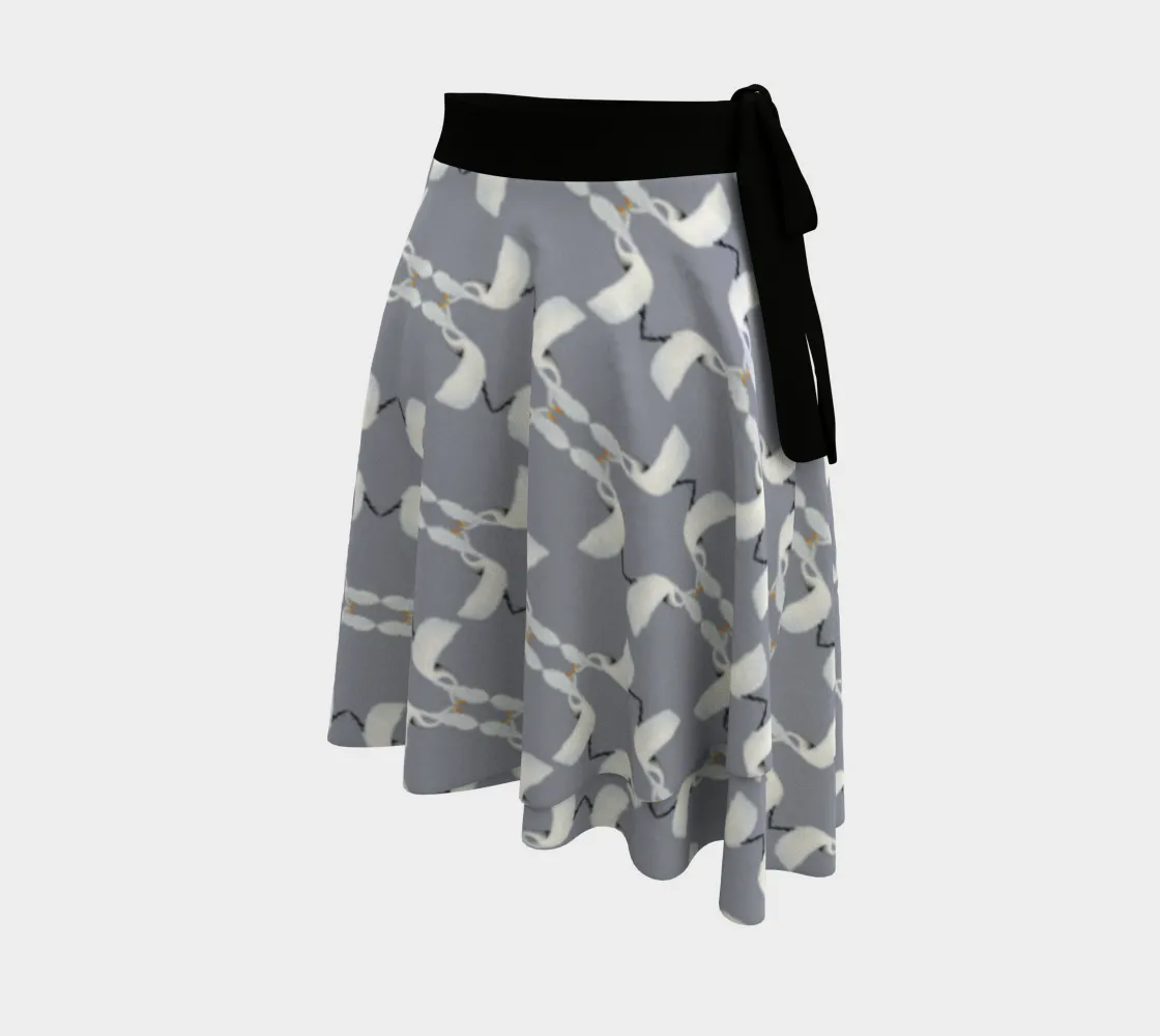 White Egret Stripe Wrap Skirt