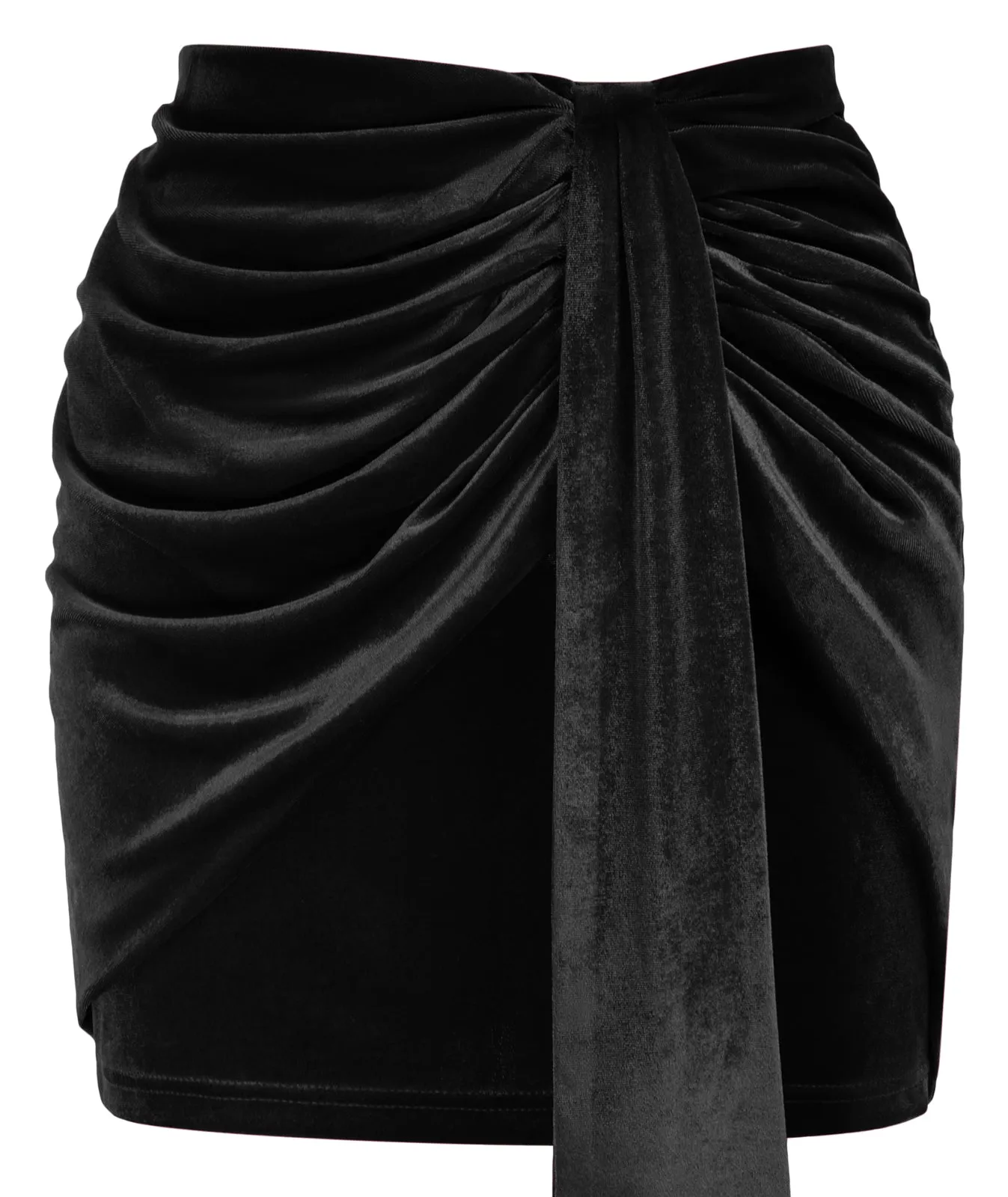 Women Ruched Overlay Decorated Skirt High Waist Mid-Thigh Length Skirt