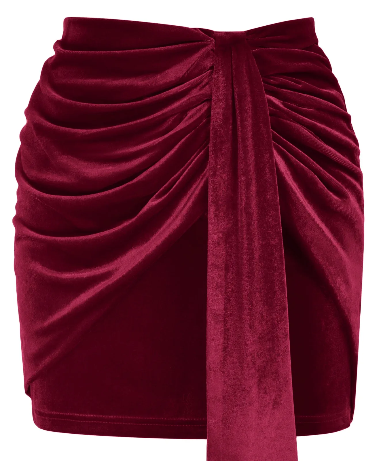 Women Ruched Overlay Decorated Skirt High Waist Mid-Thigh Length Skirt