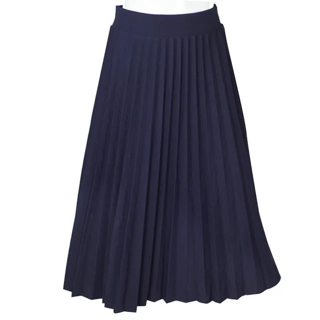 Women Skirts High Quality Spring Autumn Summer Style Women's High Waist Pleated Length Skirt 2017 Hot Fashion Thick Breathble