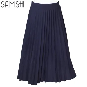 Women Skirts High Quality Spring Autumn Summer Style Women's High Waist Pleated Length Skirt 2017 Hot Fashion Thick Breathble