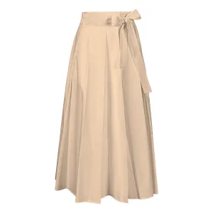 Wrap Pleated Midi Skirt - Cafe