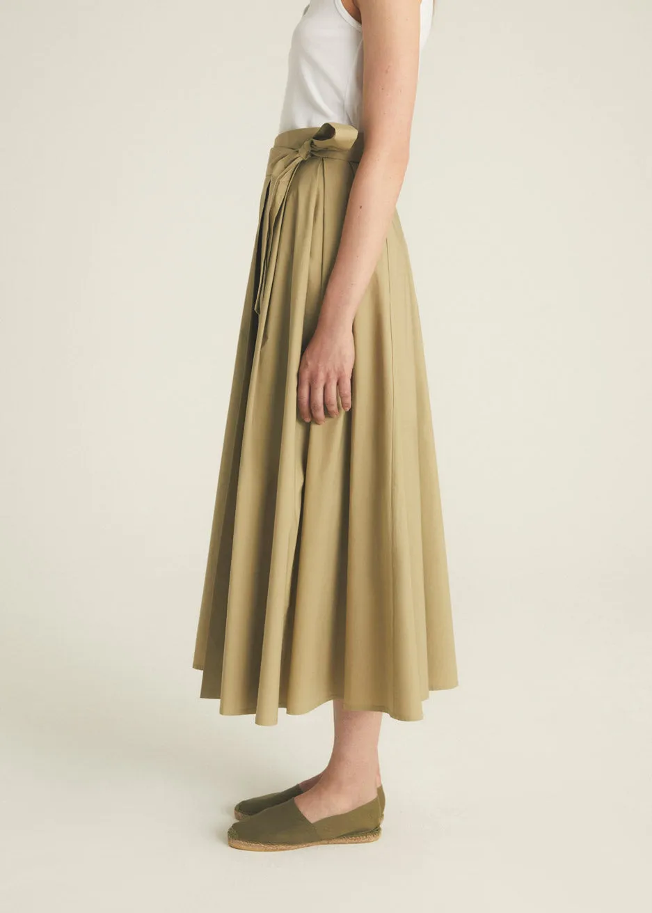 Wrap Pleated Midi Skirt - Cafe