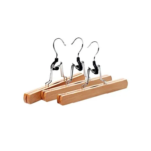 Xyijia Hanger 6 Pcs 3016Cm Natural Solid Wood Pants Hangers Skirt Hangers Clips Slack Hanger